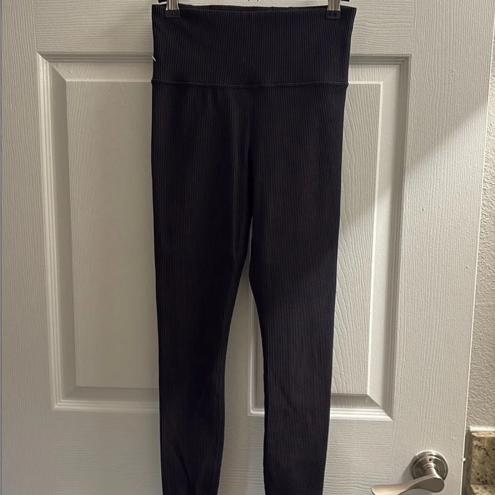 Athleta Black High-Waisted Ribbed Leggings